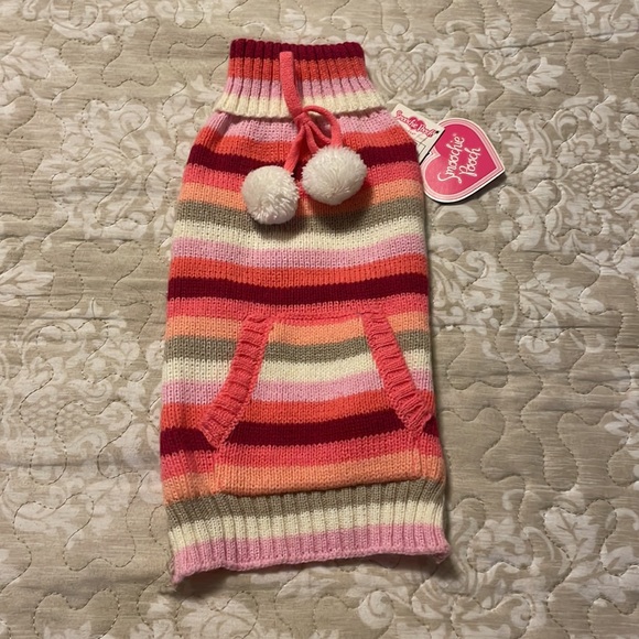 Small Dog Pink Striped Sweater & Leopard Jacket - Picture 7 of 12